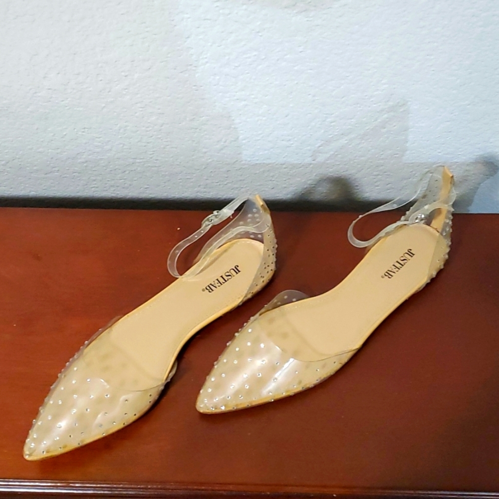 Ladies Shoes, Just Fab, size 9 clear crystal